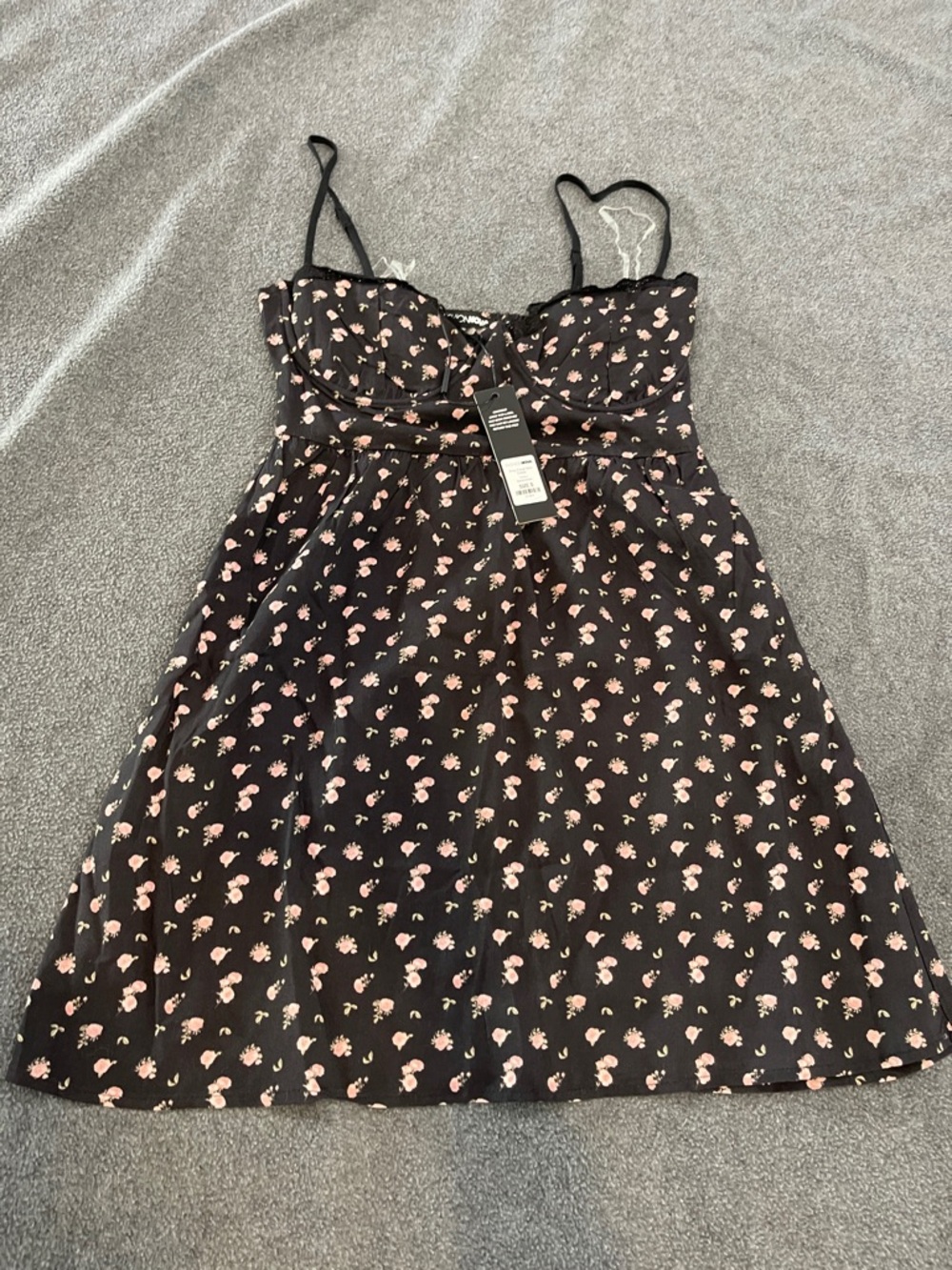 Fashion Nova Black Mini Dress with Pink Floral Print